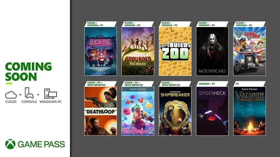 Deathloop, Slime Rancher 2, Valheim, Grounded Full Release Xbox Game Pass