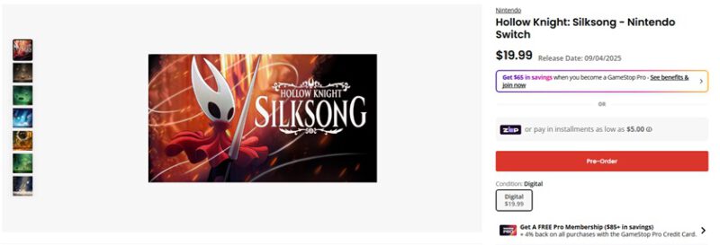 Hollow Knight Silksong prijs