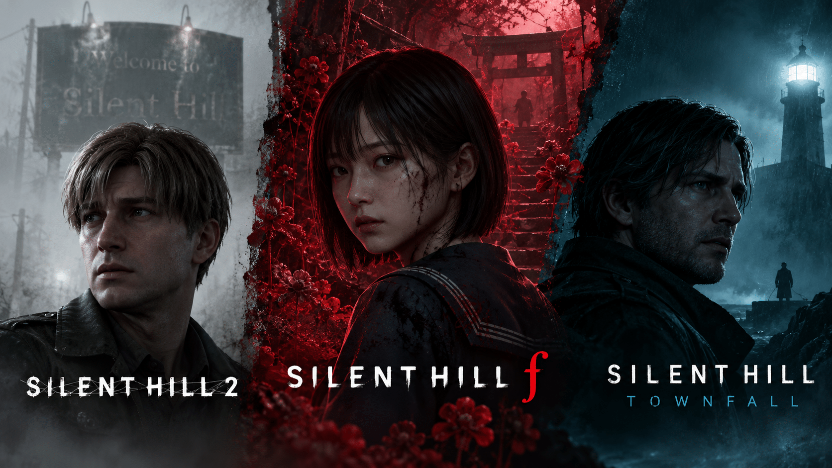 e verschillende horrorsferen van Silent Hill 2, Silent Hill f en Silent Hill: Townfall